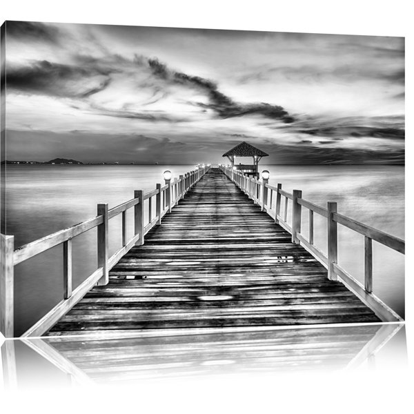 East Urban Home Leinwandbild Steg ins Meer bei Sonnenuntergang in